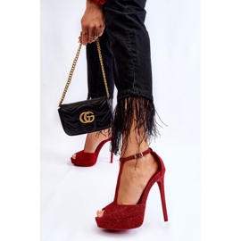 Red Marisha Shiny High-Heeled Sandals 2