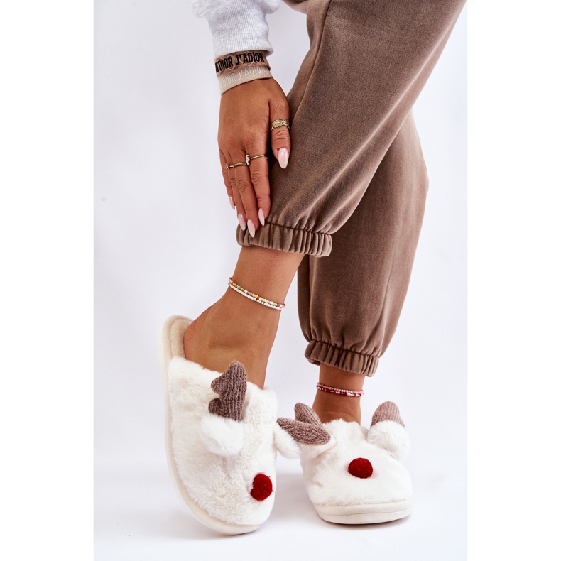 PA1 Women's Slippers With Fur And Reindeer Cream Sopya ecru 1