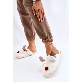PA1 Women's Slippers With Fur And Reindeer Cream Sopya ecru 2