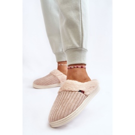 PA1 Women's Insulated Slip-On Slippers With Fur Beige Leriss 2