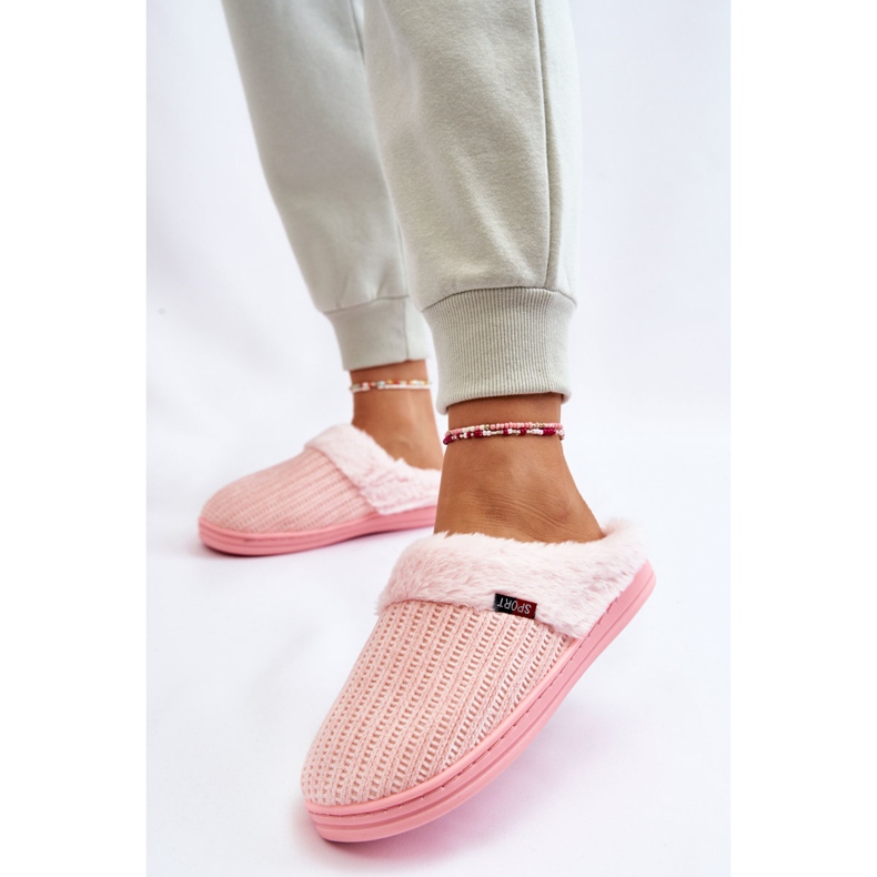 Women's Insulated Slip-On Slippers With Fur Pink Leriss 2