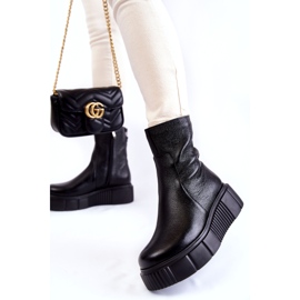 PL5 Women's Leather Boots On The Black Platform 1