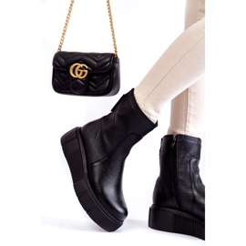PL5 Women's Leather Boots On The Black Platform 2