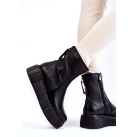 PL5 Women's Leather Boots On The Black Platform 3