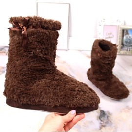 BM Women's high warmed fur slippers brown Stella 1