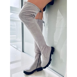 BM Women's Thigh High Boots Adlon Gray grey 2