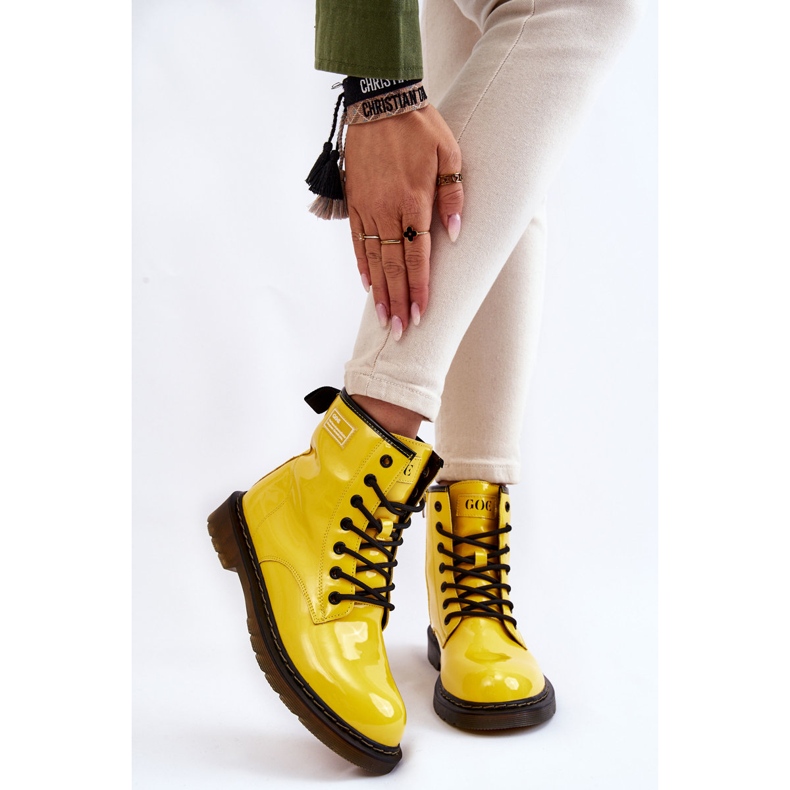 Women's Lacquered Insulated Boots GOE II2N4054 Yellow 1
