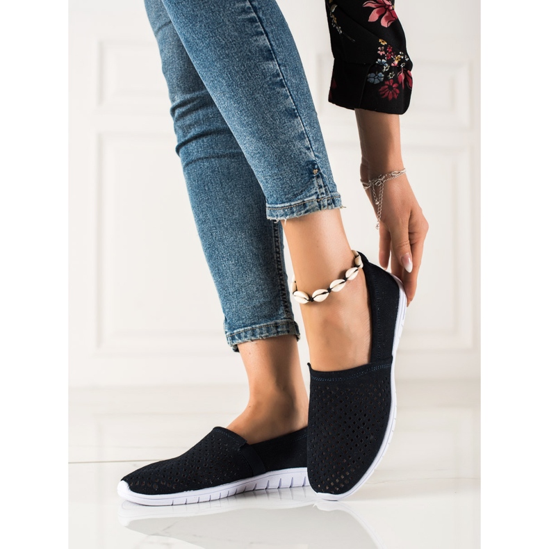 DK Openwork Leather Slipons navy blue 1