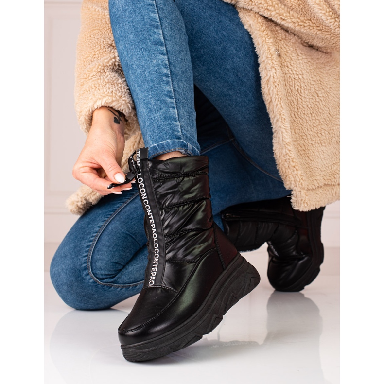 W. Potocki Black women's snow boots on the Potocki platform 2