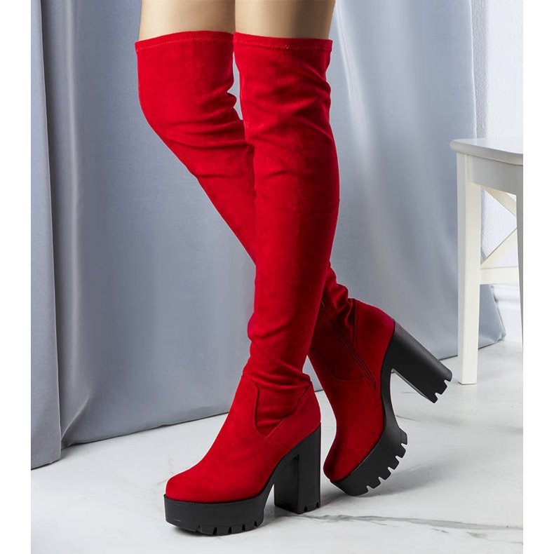 Red suede high boots from Byron 1