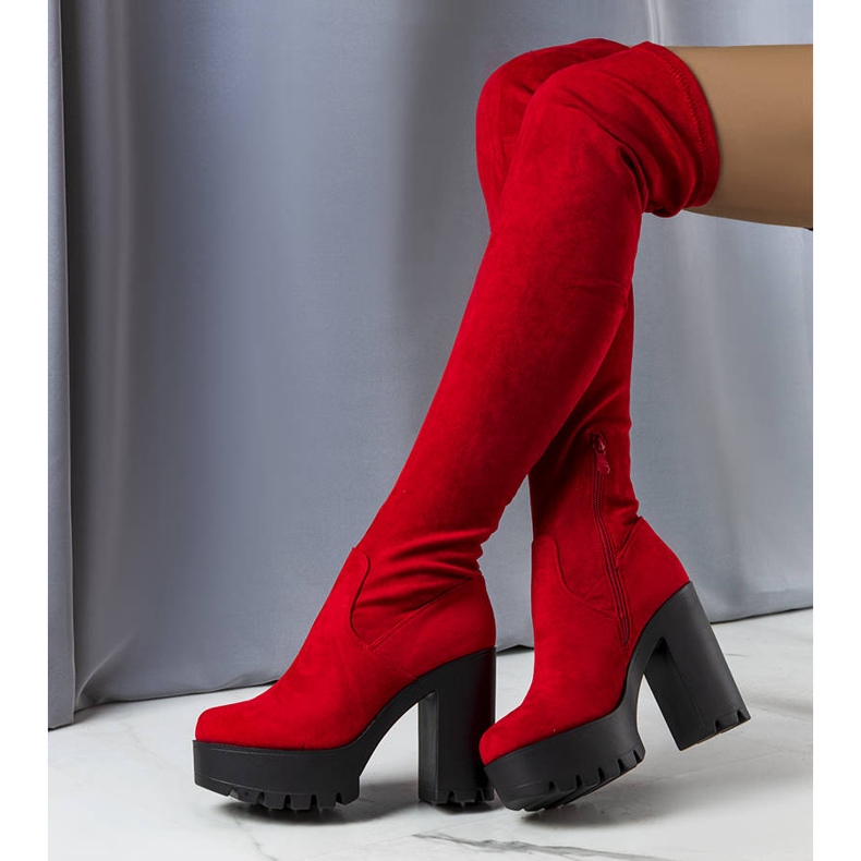 Red suede high boots from Byron 2