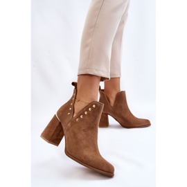 Lewski Shoes Women's Suede Boots With Cutouts Left 3075 Camel brown 2