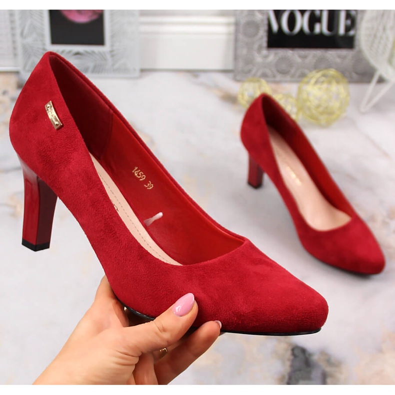 Women's red suede pumps Sergio Leone 1459 1