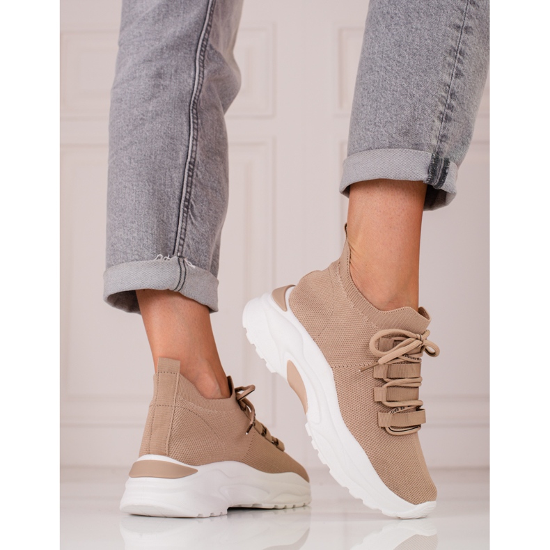 TRENDI Tied Sneakers On The Platform beige 2