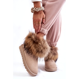 FS1 Women's Suede Snow Boots With Fur Beige Alexa 1