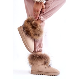 FS1 Women's Suede Snow Boots With Fur Beige Alexa 3