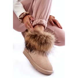 FS1 Women's Suede Snow Boots With Fur Beige Alexa 4