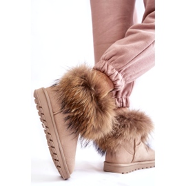 FS1 Women's Suede Snow Boots With Fur Beige Alexa 5