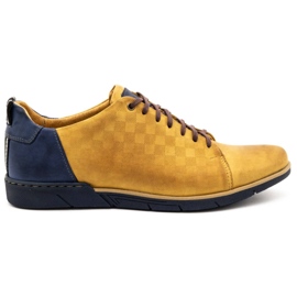 Polbut Men's casual leather shoes 2114 red beige navy blue 1