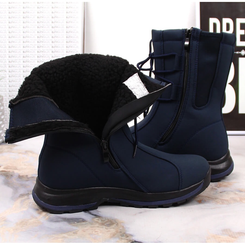 Women's waterproof snow boots, navy blue DK 1