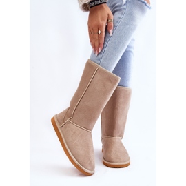 BM Women's Suede High Snow Boots Insulated Beige Reyma 1