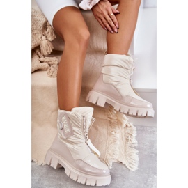 PM1 Women's Beige Warm Snow Boots With Zipper Marit 5