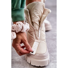 PM1 Women's Beige Warm Snow Boots With Zipper Marit 3