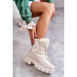 PM1 Women's Beige Warm Snow Boots With Zipper Marit 4