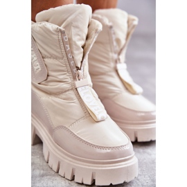 PM1 Women's Beige Warm Snow Boots With Zipper Marit 1