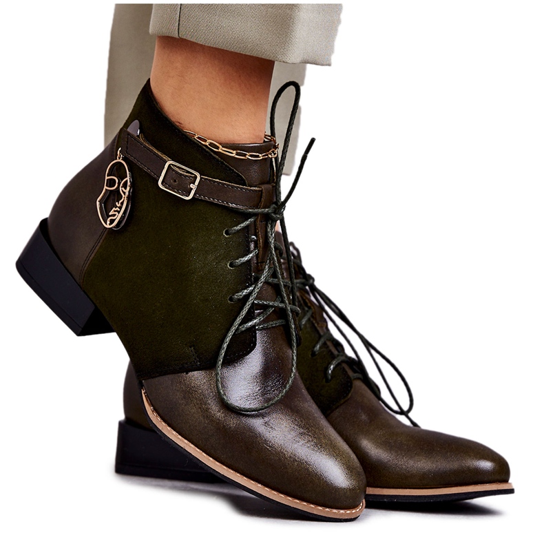 Women's leather boots Maciejka 5743A-09 Green boots 2