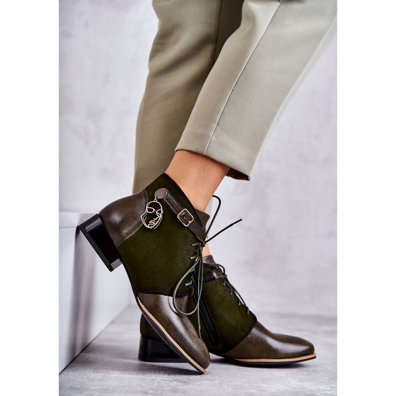 Women's leather boots Maciejka 5743A-09 Green boots 1