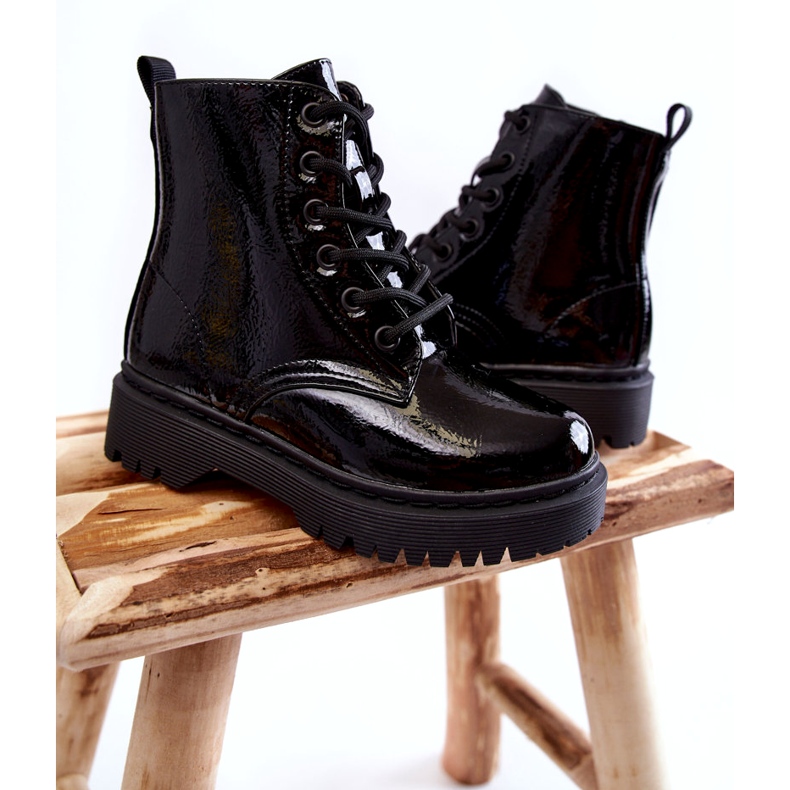 Vinceza Children's Boots Lacquered With a Zipper Black Julie 3