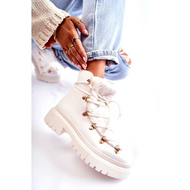 PS1 Eco-Leather Warm Boots Trappers White Arisa 3 PS1 Eco-Leather Warm Boots Trappers White Arisa 3