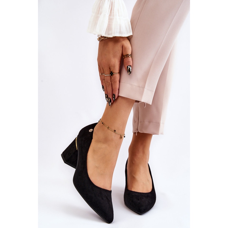 PS1 Classic Suede High Heel Pumps With Black Derren Embellishment 1