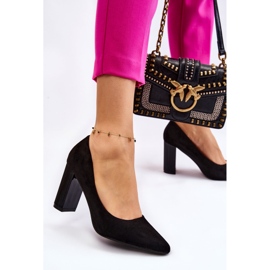 Suede Pumps On A Fashionable Heel Black Estellia 2