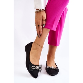 PS1 Women's Pointed Ballerinas With A Decorative Bow Black Luminous 1