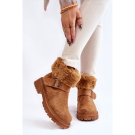 PG1 Camel Conquer Women's Suede Zipper Boots With Fur brown 1