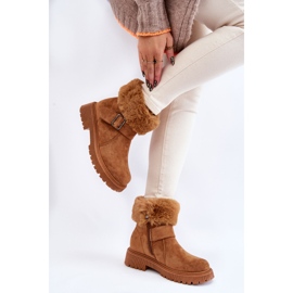 PG1 Camel Conquer Women's Suede Zipper Boots With Fur brown 2