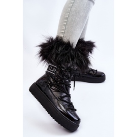 Women's Lace-up Snow Boots Black Santero 1