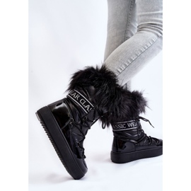 Women's Lace-up Snow Boots Black Santero 2