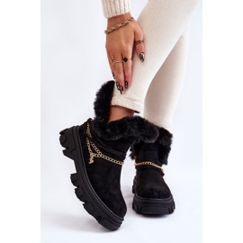 PM1 Suede Women's Boots With Decorative Chain Black Respecto 1