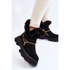PM1 Suede Women's Boots With Decorative Chain Black Respecto 2