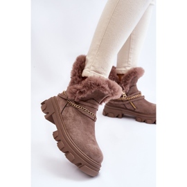 PM1 Women's Suede Boots With Decorative Chain Light Brown Respecto 2