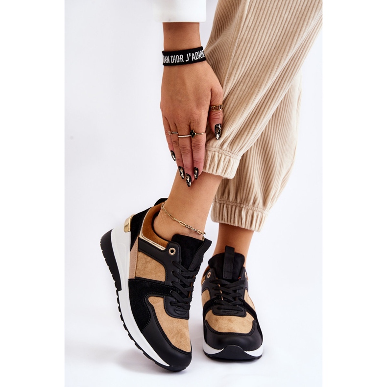 PG1 Classic Beige and Black Collide Wedge Sneakers 1