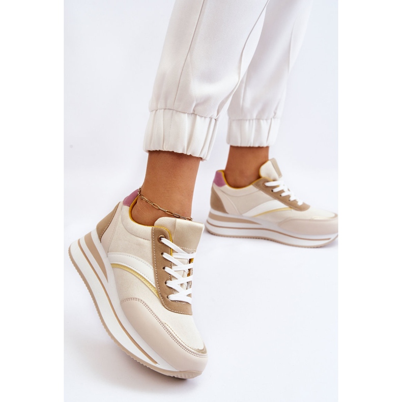 PG1 Hermain Beige Wedge Sneakers white 2