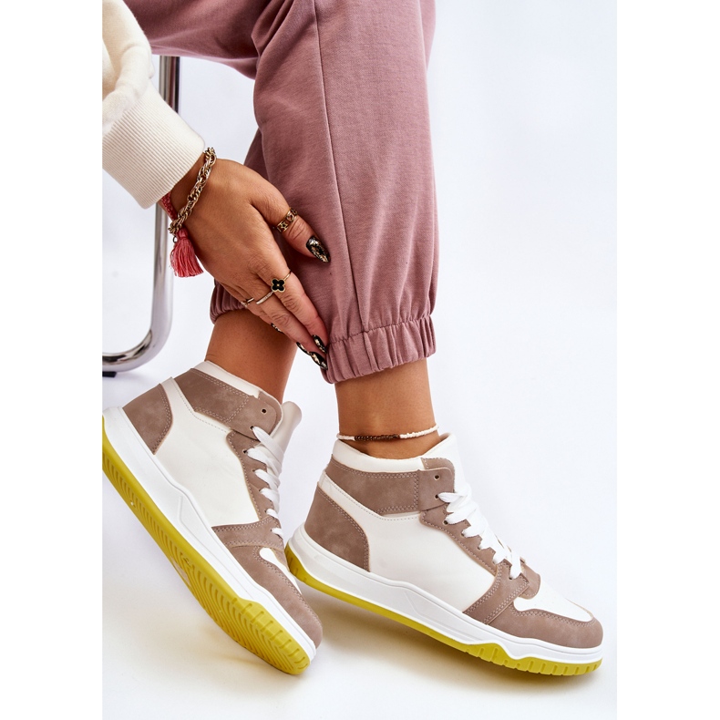BM High Women's Sport Shoes Sneakers White and Beige Rumor 1 BM High Women's Sport Shoes Sneakers White and Beige Rumor 1