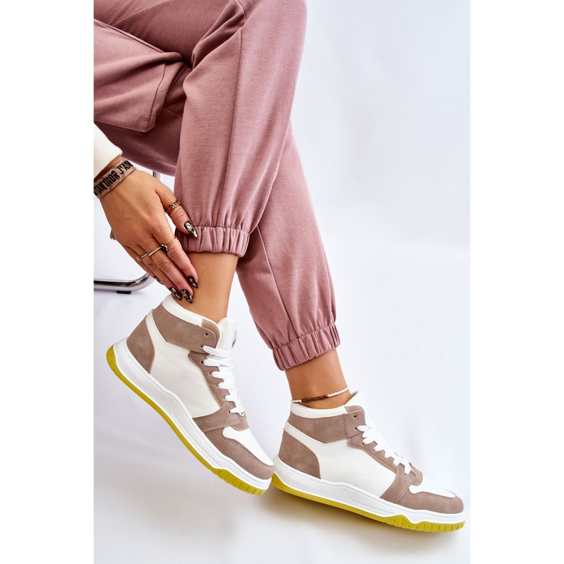 BM High Women's Sport Shoes Sneakers White and Beige Rumor 2