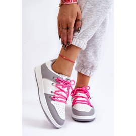 Women's Classic Double Lace Up Trainers White-Grey Jella 1