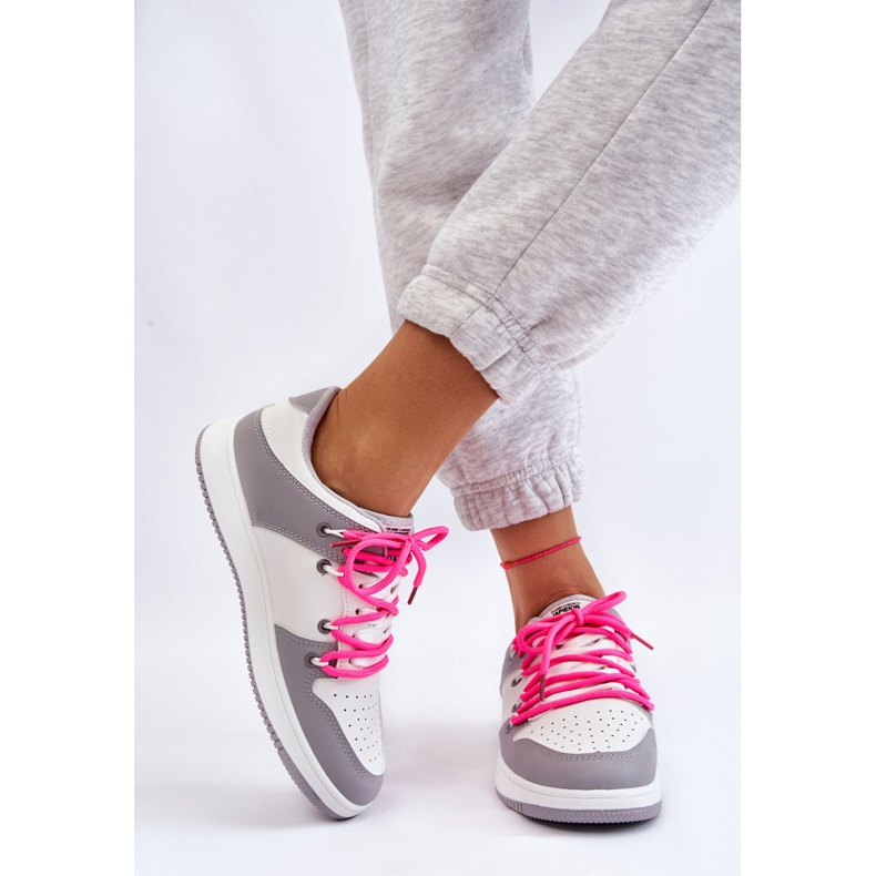 Women's Classic Double Lace Up Trainers White-Grey Jella 2 Women's Classic Double Lace Up Trainers White-Grey Jella 2