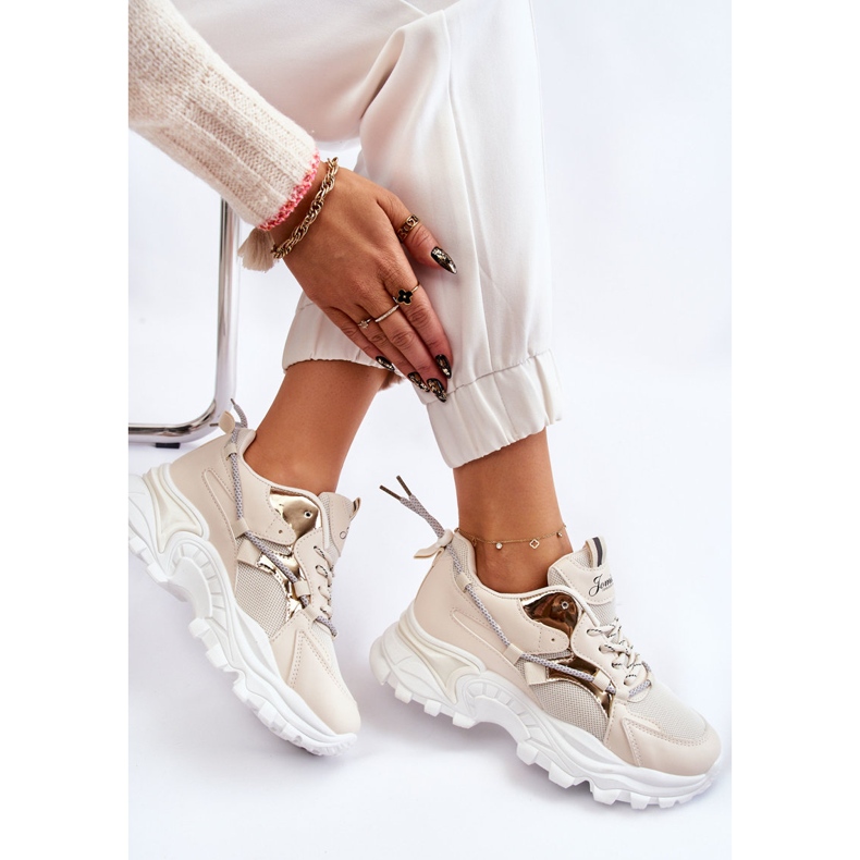 PA1 Women's Sports Shoes Lace-up On The Platform Beige Minea 1 PA1 Women's Sports Shoes Lace-up On The Platform Beige Minea 1